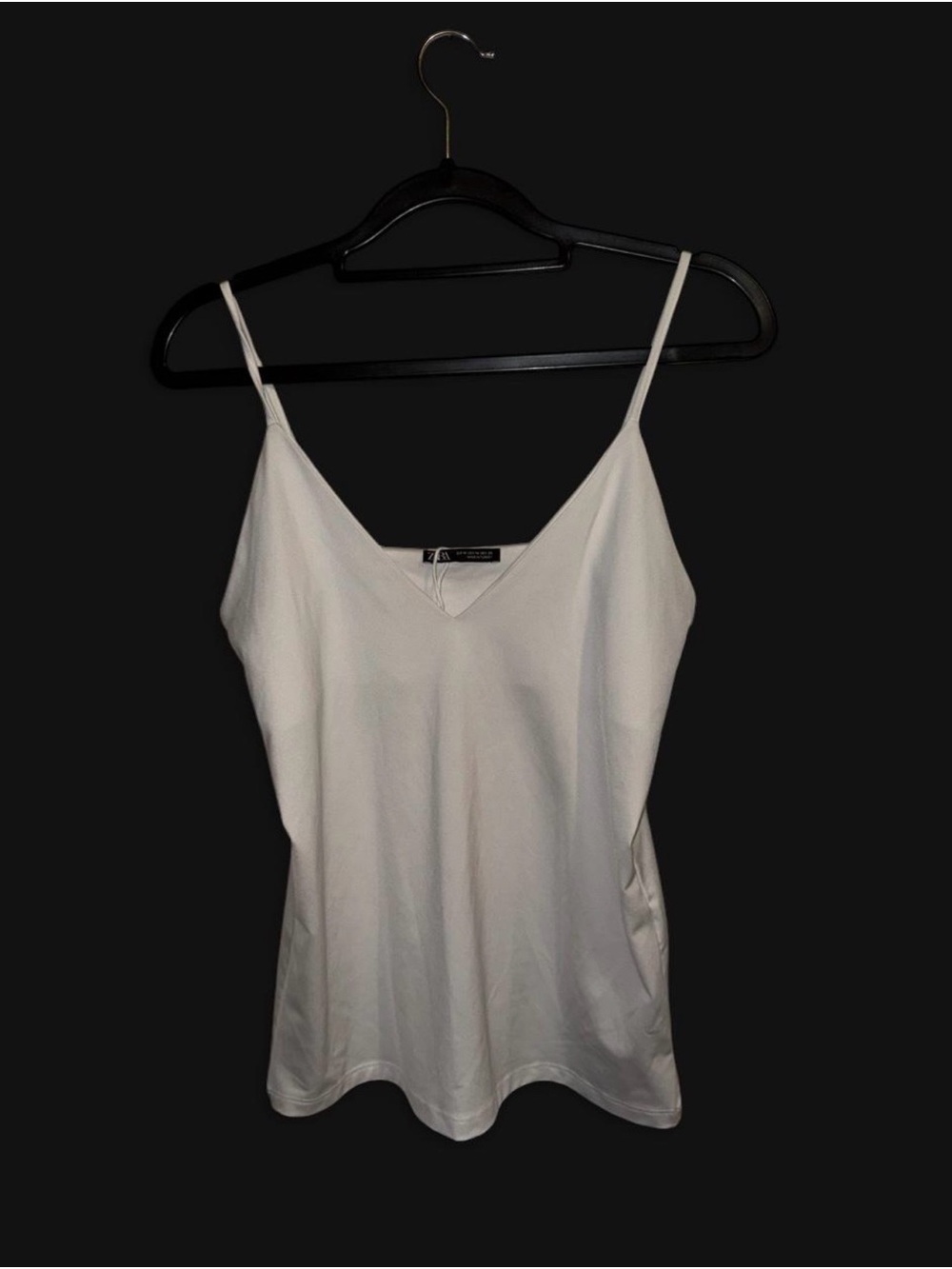 Zara White V-Neck Spaghetti Strap Camisole